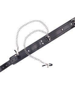Black Collar with Nipple Clamps