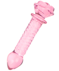 Textured Glass Rose Anal Plug