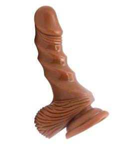 Brown Rippled Suction Cup G-Spot Dildo