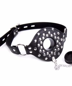 Leather Studded Open Mouth Feeding Gag