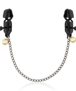 Erotic Chained Nipple Clamps with Gold Bells