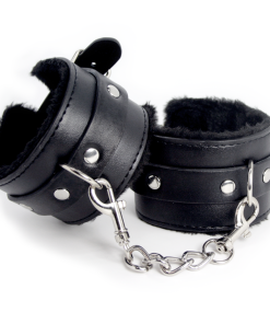 Adjustable Leather Faux Fur Lined Wrist Cuffs