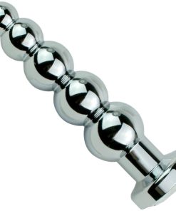 Beaded Metal Anal Fetish Plug with Crystal Base