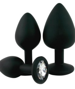 Black Silicone Jeweled Anal Plug - Available In 3 Sizes!