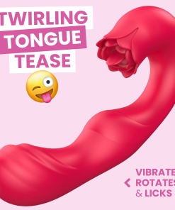 Twirling Tongue Tease - Silicone Rotating G-Spot Vibe & Clit Licking Rose