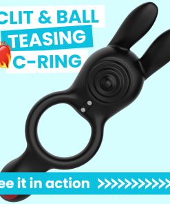 Vibrating Silicone Bunny Dual C-Ring - Penis. Clit. and Scrotum Vibes!