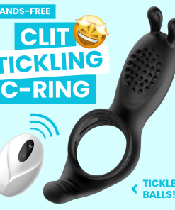 Silicone Vibrating Rabbit Cock Ring with Extended Ball Tickler