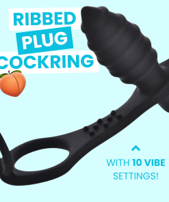 Rippled Vibrating Anal Plug with Cock Ring