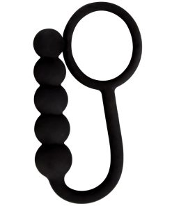 Beaded Silicone Anal Plug with Cock Ring For Men