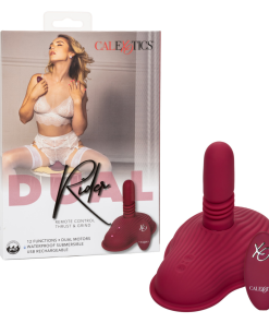 Dual Rider Rechargeable Silicone Remote Control Thrust & Grind Massager - Red
