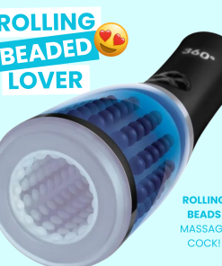 ZOLO 360° Rotating Beaded Masturbator - Blue/Black