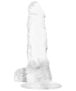 Clear 4 Inch Suction Cup Dildo With Balls