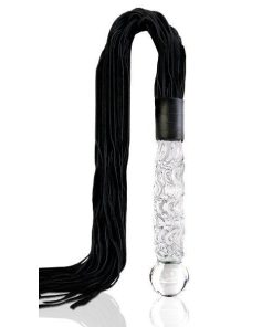 Icicles #38 Handblown Glass Dildo Leather Whip